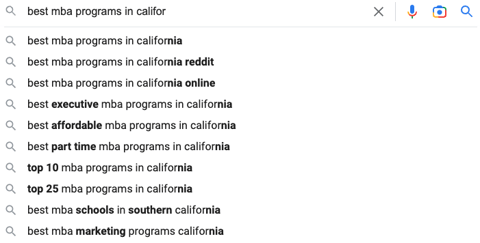 MBA program google search